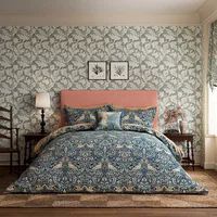 Morris & Co Bird Cover Blue Duvet Set- Double