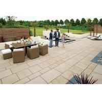 Marshalls Sawn Versuro Smooth Caramel Cream Paving Slab 1200 x 1200 x 30 mm - 11.52m2 pack