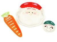 Set of 3 Earthenware Treat Dishes for Santa, Rudolph & Elves