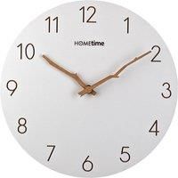 Hometime Round White Wooden Wall Clock with Wooden Hands 12"