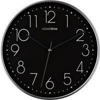 Hometime Round Black Wall Clock Silver Hands 12"