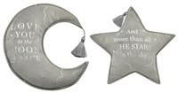 Bambino Moon & Star Velvet Cushion - Grey - 43x36cm