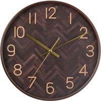 Hometime Round Wall Clock Brown Pattern 12"