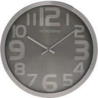 Hometime Round Wall Clock with Large Silver Arabic Numbers Black 30cm