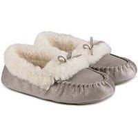 Totes Sparkle Moccasin Slippers - Grey