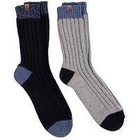 Totes toasties® Mens Chunky Twist Wool Blend Boot Socks (Twin Pack)