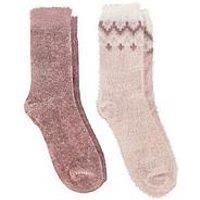 Totes toasties® Ladies Fair Isle & Chenille Supersoft Bed Socks (Twin Pack)