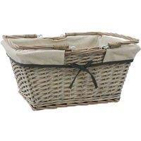 JVL Arianna Rectangular Willow Shopping Basket, Grey Wash