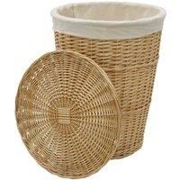 Jvl Handwoven Acacia Round Laundry Willow Basket With Lid Honey Finish