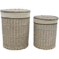 Jvl Arianna Round Willow Baskets Grey Wash