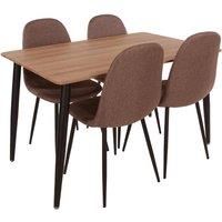 Aspen Rectangular Dining Table with Aged Oak Effect Top and Four Upholstered Chair Set, Brown