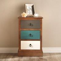 Pine Wood Multicoloured 3 Drawer Unit