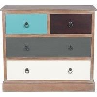 Pine Wood Multicoloured 4 Drawer Unit