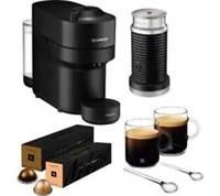 Nespresso Coffee Machine Barista Bundle includes Vertuo Pop black by Magimix, Milk Frother, 2xNespresso Mugs, 2xSpoons, Melozio Coffee Pods and Chiaro Coffee Pods