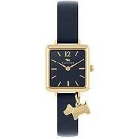 Radley Ladies Square Pale Gold Plated Ink Leather Strap Watch Ry21370