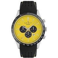 Spirit Gents Tachymeter Polished Silver Silicone Watch In Black