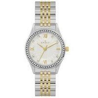 Spirit Ladies Polished Pale Gold & Silver Stone Bezel Bracelet Watch