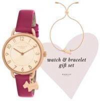 Radley Ladies Red Leather Watch And Gold Bracelet Set