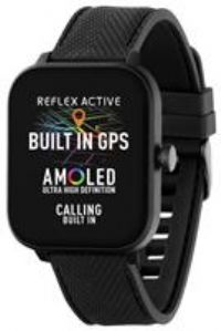 Reflex Active Series 44 Amoled Smart Watch for Men Women with Built-in GPS, IP68 Waterproof, Sports Modes, Step Counter, Sleep Monitor, Dual-time Display and Black Silicone Strap for IOS Android