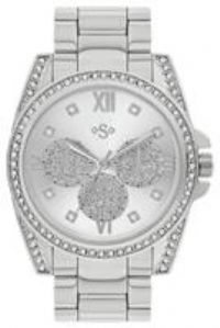 Spirit Ladies Silver Tone Stone Set Bracelet Watch