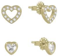 Radley Womens 18ct Gold Plated Sterling Silver Stone Set Heart Twin Pack Stud Earrings