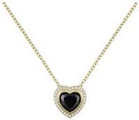 RADLEY Womens 18ct Gold Plated Sterling Silver Black Cubic Zirconia Stone Set Heart Pendant Necklace