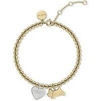 RADLEY Womens 18ct Gold Plated Bracelet with Jumping Dog and Heart Charms