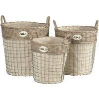 Premier Housewares Lida Set of 3 Laundry Baskets  Willow & Wire