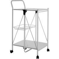 Premier Housewares Folding Kitchen Trolley, Plastic/Powder Coated Metal, White