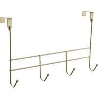 Premier Housewares 4 Hook Over Door Hanger, Iron Wire, Gold, 10 x 40 x 25 cm