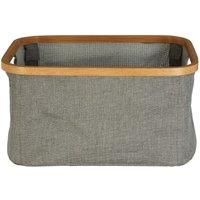 Carrick Rectangular Storage Basket Made From Bamboo And Grey Fabric Eco-friendly