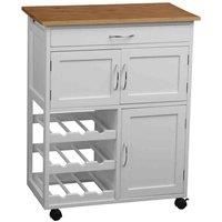 Premier Housewares Kitchen Trolley with Bamboo Top - 84 x 67 x 37 cm, White