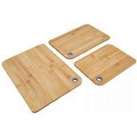 Bamboo Chopping Board Set 3 Sizes Silicone Handles Kitchen Worktop Protectors