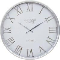 Interiors by PH Premier Housewares Round White And Silver Wall Clock