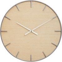 Interiors by PH Premier Housewares Silver Frame And Wooden Dial Wall Clock