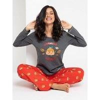 Pour Moi Kissmass Pudding Cotton Jersey Christmas Pyjama Set - Multi