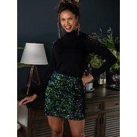 Pour Moi Selena Velvet Sequin Mini Skirt