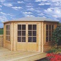 Shire Belvoir 10X10 Toughened Glass Apex Tongue & Groove Wooden Cabin