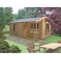 Shire Ringwood 13' 6" x 12' (Nominal) Reverse Apex Timber Log Cabin (46034)