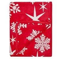 Very Home Christmas Snow Flake Throw In Red