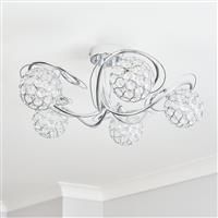 BHS Orchid Glass 5 Light Flush to Ceiling Light - Silver