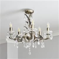 BHS Josefine Glass 5 Light LED Chandelier - Brass