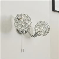 BHS Orchid Alice Glass 2 Light LED Wall Light - Chrome