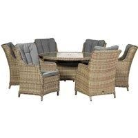 Royalcraft Wentworth Rattan 6 Seater Round Highback Comfort Dining Set  wilko  Garden & Outdoor