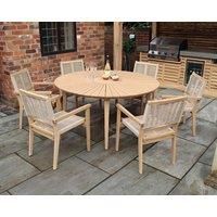 ROMA 150cm 6 Seat Set with Rope Stacking Chairs