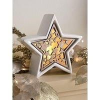 Festive 16 Cm Light Up Ceramic Star Christmas Decoration