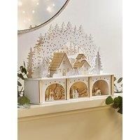 Festive 45 Cm Lit Wooden Village Christmas Scene