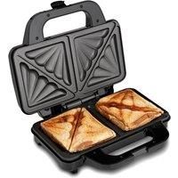 Global Gourmet Sandwich Toaster/Toastie Maker – Deep Fill Non-Stick Hot Plates – 4 Slice Electric Grill Press Perfect for Toasted Cheese Snacks – 900W - Silver/Black