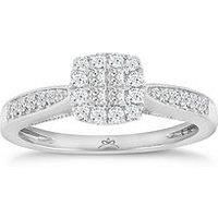 H. Samuel Princessa 9W 0.33Ct Dia Square Cluster Ring With Dia Shoulders