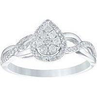 H. Samuel 9Ct White Gold 0.20Ct Diamond Pear Shaped Cluster Ring